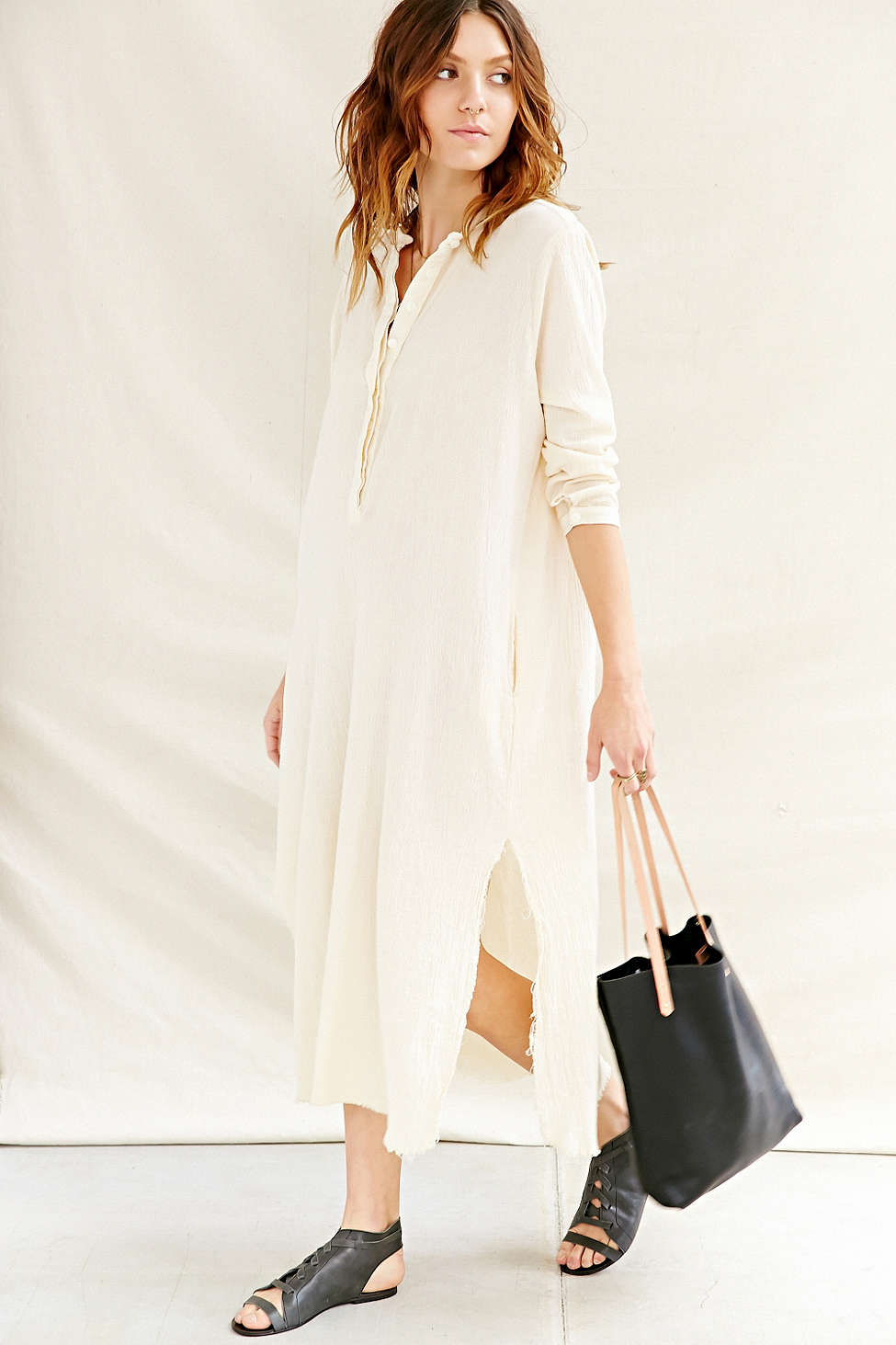 Mandarin Collar Maxi Dress